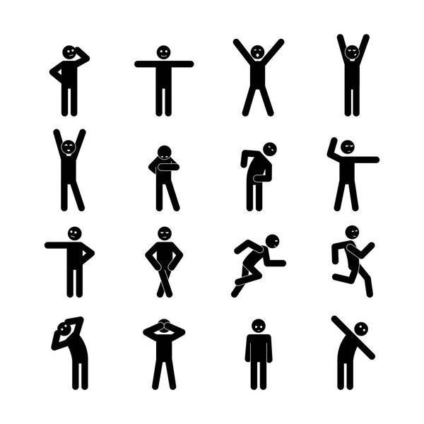 A set of illustrations stick figure for website - vector icons little human people motion physical jerks running activity load exercise pictogram icon of Webit.Top