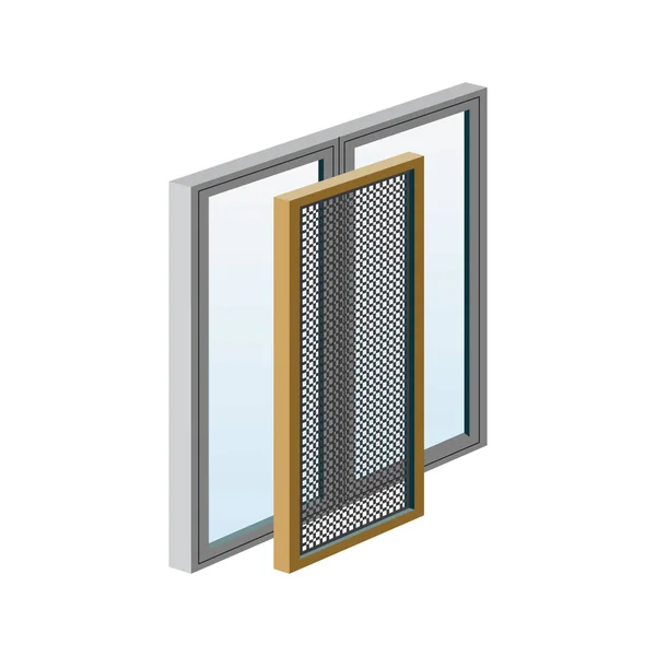 A set of illustrations for website - raster image windows. Element 3 mosquito nets for windows net glass casement light construction window grid of Webit.Top