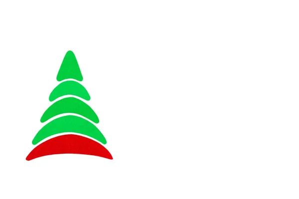 Il nuovo anno e l'albero concettuale di Natale fatto di un cartone a colori. Isolato . — Foto Stock