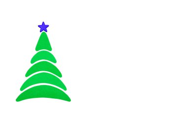 Yeni yıl ve Noel kavramsal ağaç bir renk karton. İzole.