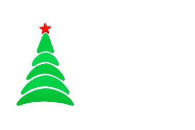 Yeni yıl ve Noel kavramsal ağaç bir renk karton. İzole.