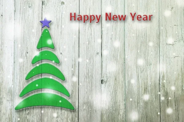Yeni yıl ve Noel kavramsal ağaç üzerinde eski bir ahşap — Stok fotoğraf