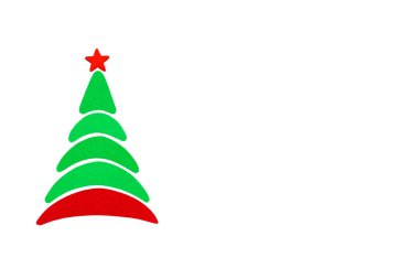 Yeni yıl ve Noel kavramsal ağaç bir renk karton. İzole.