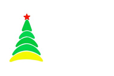 Yeni yıl ve Noel kavramsal ağaç bir renk karton. İzole.