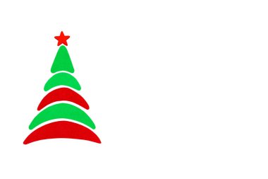 Yeni yıl ve Noel kavramsal ağaç bir renk karton. İzole.