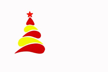 Yeni yıl ve Noel kavramsal ağaç bir renk karton. İzole