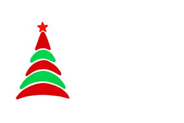Bir renk karton Yılbaşı ve Noel kavramsal ağaç.