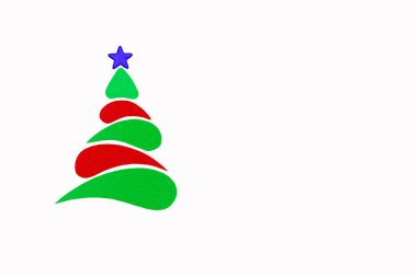 Yeni yıl ve Noel kavramsal ağaç bir renk karton. İzole