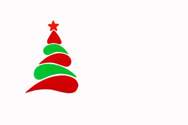Yeni yıl ve Noel kavramsal ağaç bir renk karton. İzole