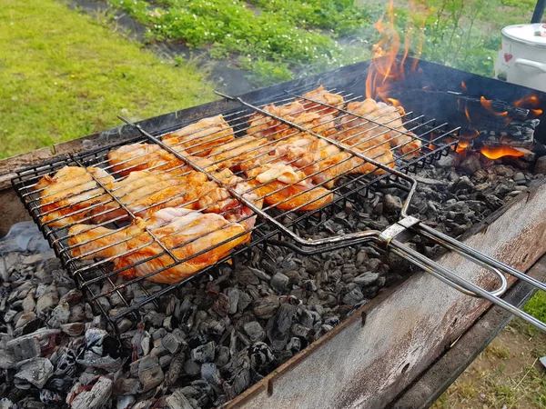 Apetyczny kurczak grill na grill. — Zdjęcie stockowe