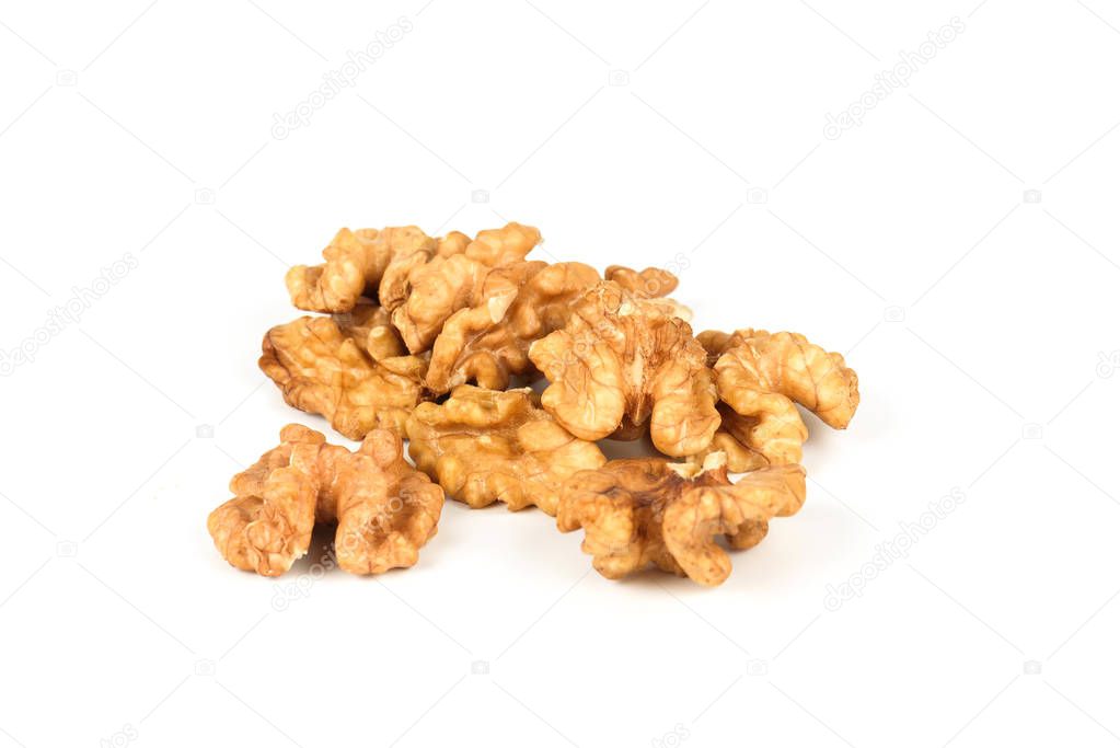 Walnuts kernel isolated on white background.