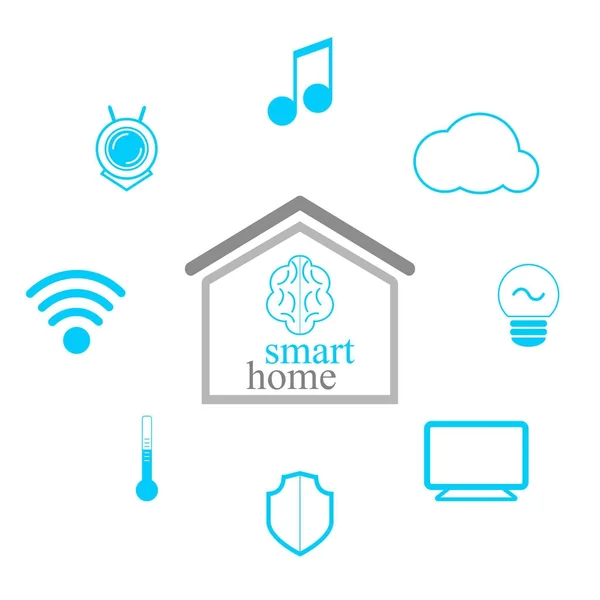 Akıllı ev kavramı. Minimalist tasarım. Akıllı sistemleri ve teknoloji. Modern Infographic öğeleri. Vektör çizim.