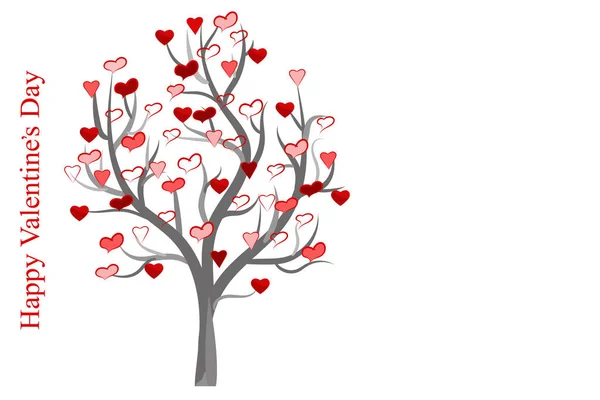 Valentine's day background. Minimalistic tree with leaves in the form of hearts. Vector. — Stock Vector