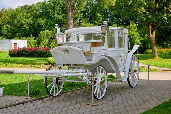 Belarus Zalesie August 2019 Old Carriage Walking Carriage White — Stock Photo, Image