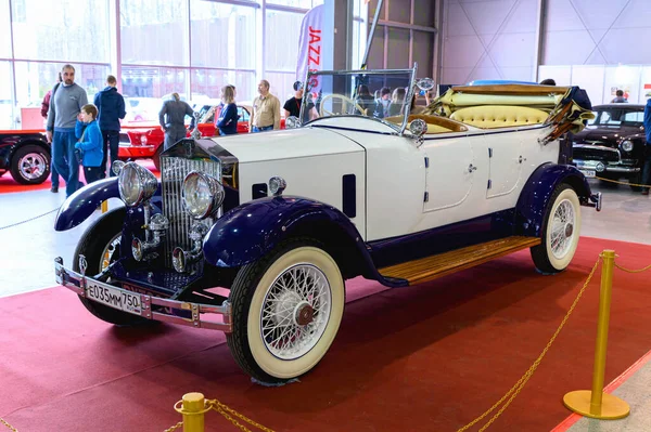 Russland Moskau März 2020 Ausstellung Historischer Autos Oldtimer Cabrio Rolls — Stockfoto