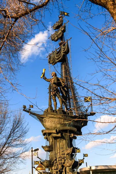 Moscow Russia February 2020 Monument Emperor Peter First Moscow Zurab — Stock Photo, Image