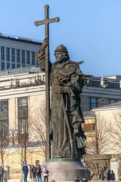 Moskva Rusko Únor 2020 Pomník Svatého Prince Vladimíra Velikého Moskevského — Stock fotografie