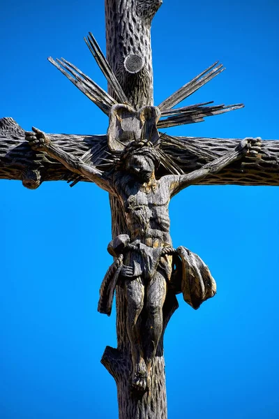 The sculpture of the crucifixion of Jesus. Religious symbol of faith. Crucifixion is the main Christian symbol.