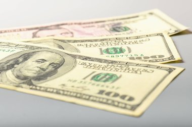 Nakit para, dolar geçmişi. Para banknotlu bir özgeçmiş.