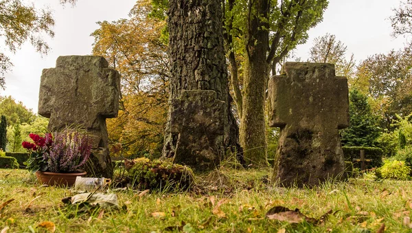 Steinerne Grabkreuze auf dem Friedhof — Stockfoto