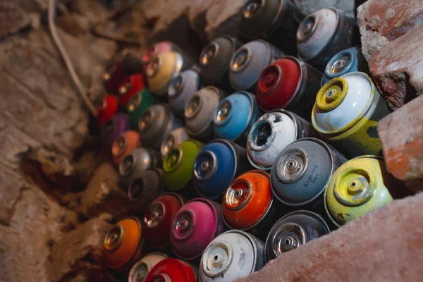 Paint cans in the wall — Stock Photo, Image