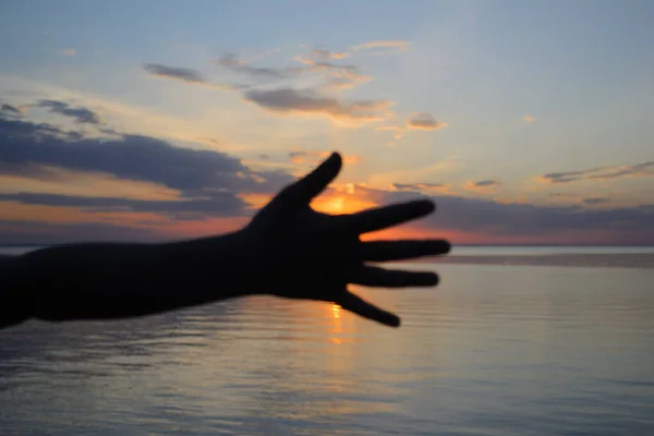 Hand Sunset Background — Stock Photo, Image