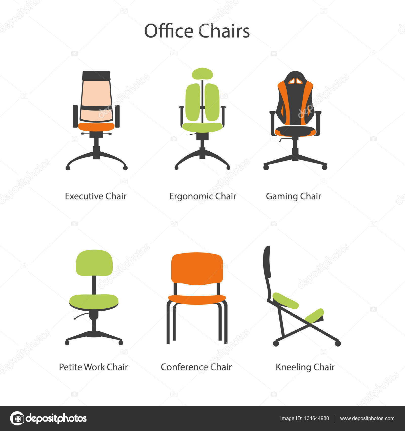 Office Chairs For Working And Studies Vector Image By C Ayake Vector Stock 134644980