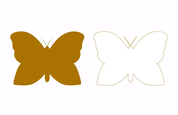 Gold butterfly icon — Stock Vector