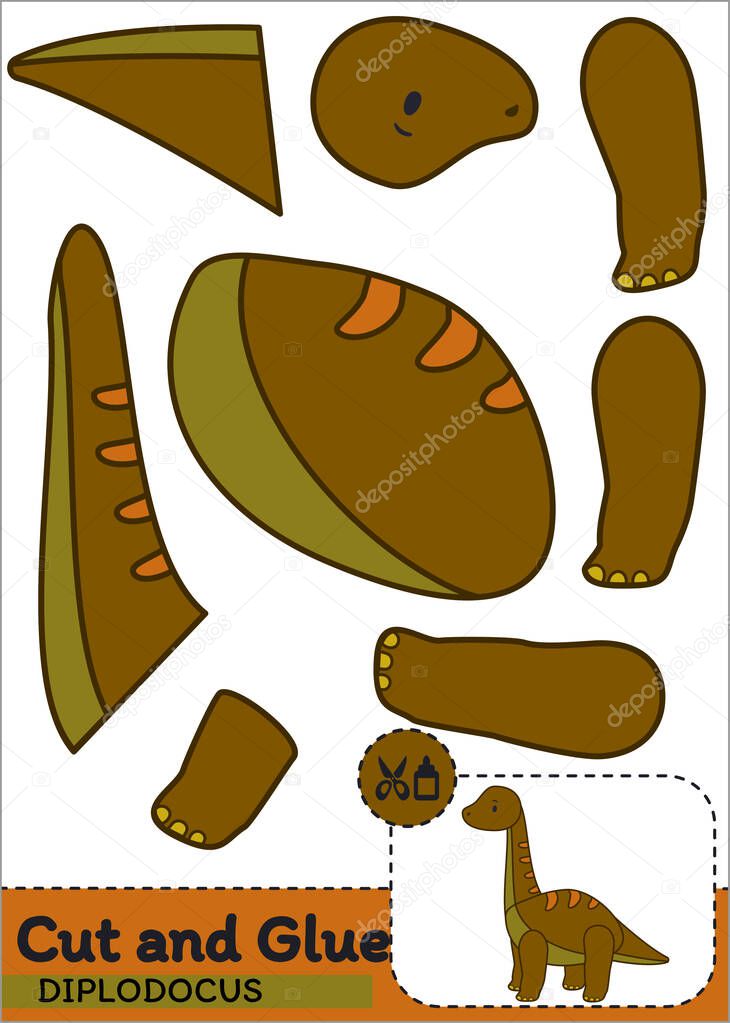  Cut and Glue Worksheet - Diplodocus