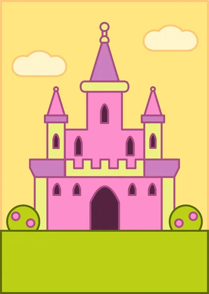 Background Illustration Pink Castle - Stok Vektor