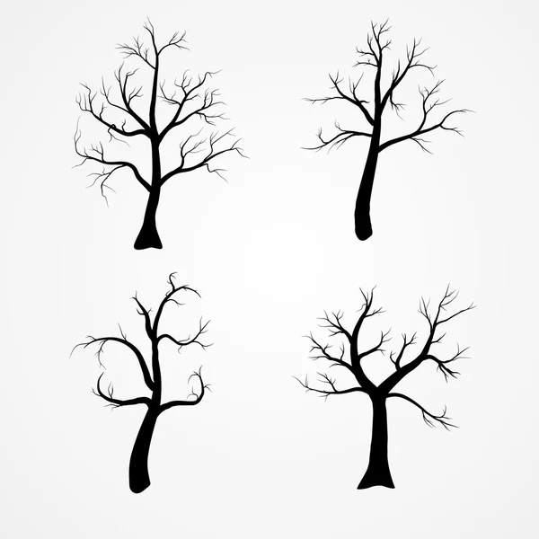 Silueta de árbol de otoño o invierno — Vector de stock