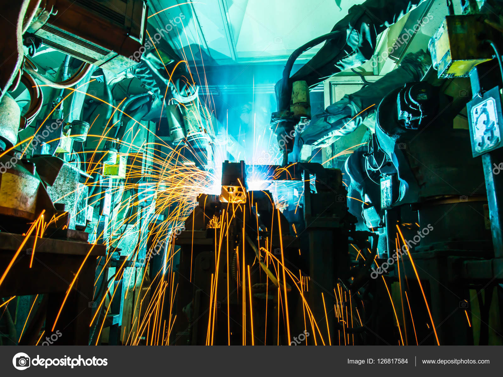 Welding robot in Industrial automotive Stock Photo by 126817584