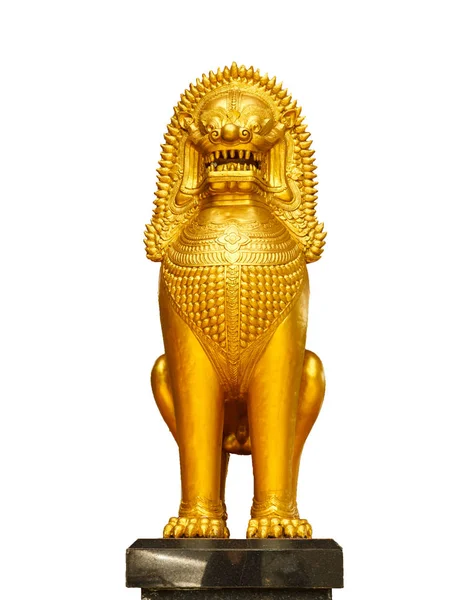 Golden Lion statue in thailand — Stock Photo, Image