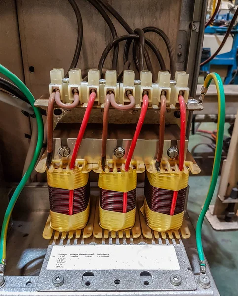 Electric transformer main in control panel box — Stock Photo, Image