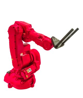  Kaynak ve beyaz arka plan üzerinde işleme için endüstriyel robotlar