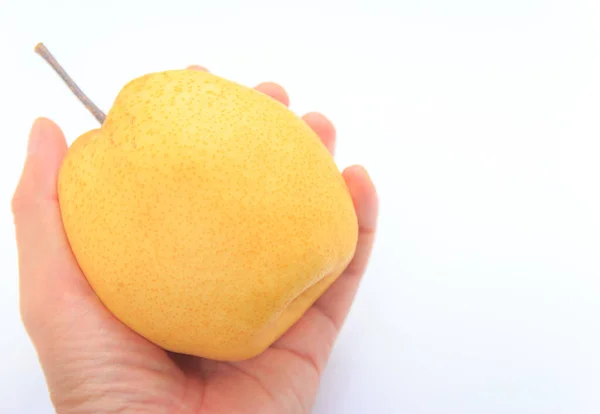 Een Kruiwagen Fruit Hand Geïsoleerd Witte Achtergrond — Stockfoto