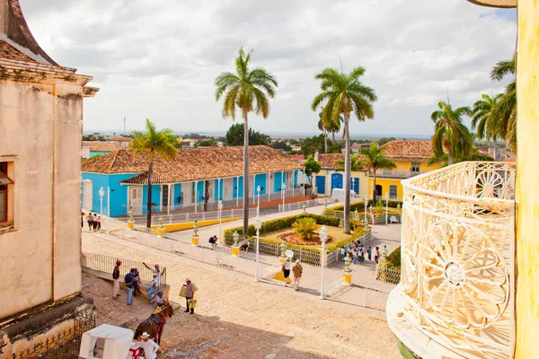 Plus grande place trinidad cuba vue aérienne avec terrasse — Photo