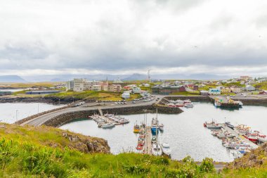Stykkisholmur Islanda yaz havadan görünümü