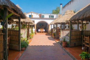 Villa de Leyva Kolombiya tipik restoran görünümünü içinde