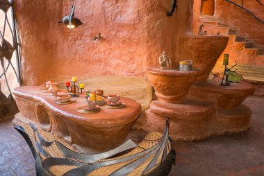 yemek odası pişmiş toprak ev Villa de Leyva Kolombiya