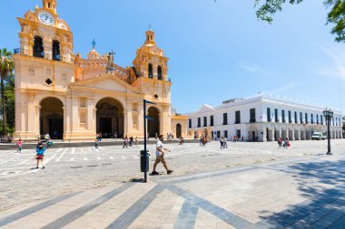 Argentina Cordoba cathedral and Cabildo palace in San Martin squ clipart