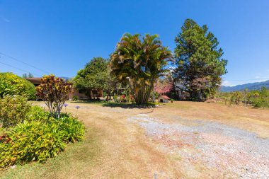 Sabahları kırsal bir evin Kosta Rika bahçesi