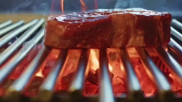 Steak grilled beef steak — Stock Video