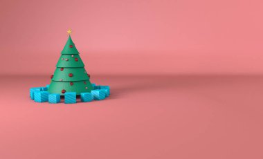 Xmas ağacı pembe bir arka plan ile