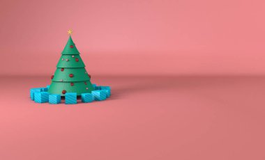 Xmas Tree with pink background clipart