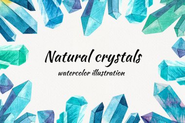 Yazdırma kartları veya davetiyeler için kristaller, kırpma, dijital resim, web sitesi tasarımı veya sosyal ağlar için kristallerden oluşan çerçeve