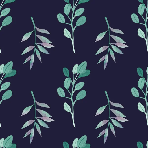 Seamless Patterns Green Plants Red Berries Spring Theme Summer Time — 스톡 사진