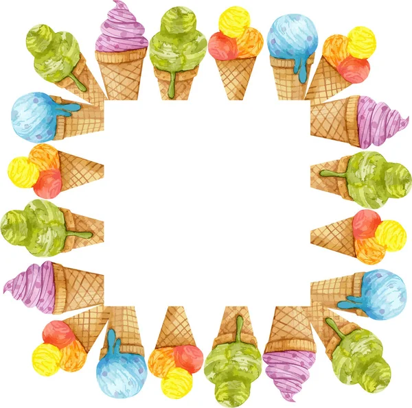 冰淇淋架 水彩画 — 图库矢量图片#