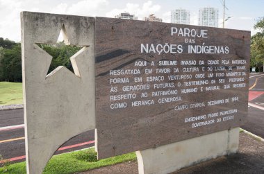 Parque das Nacoes Indigenas girişteki hoş geldiniz iletisi