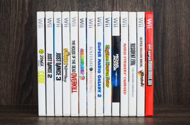 Nintendo Wii için çeşitli Wii oyunları. Wii oyunları diskler.